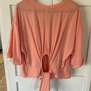 Cropped Coral Top with Bow Tie